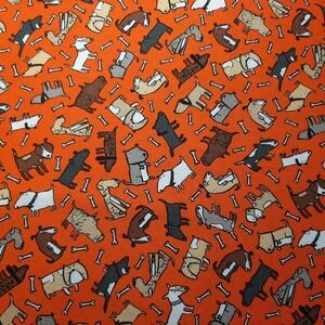 Tossed Small Dogs Orange Background Timeless Treasures Cotton Fabric 1 Yd